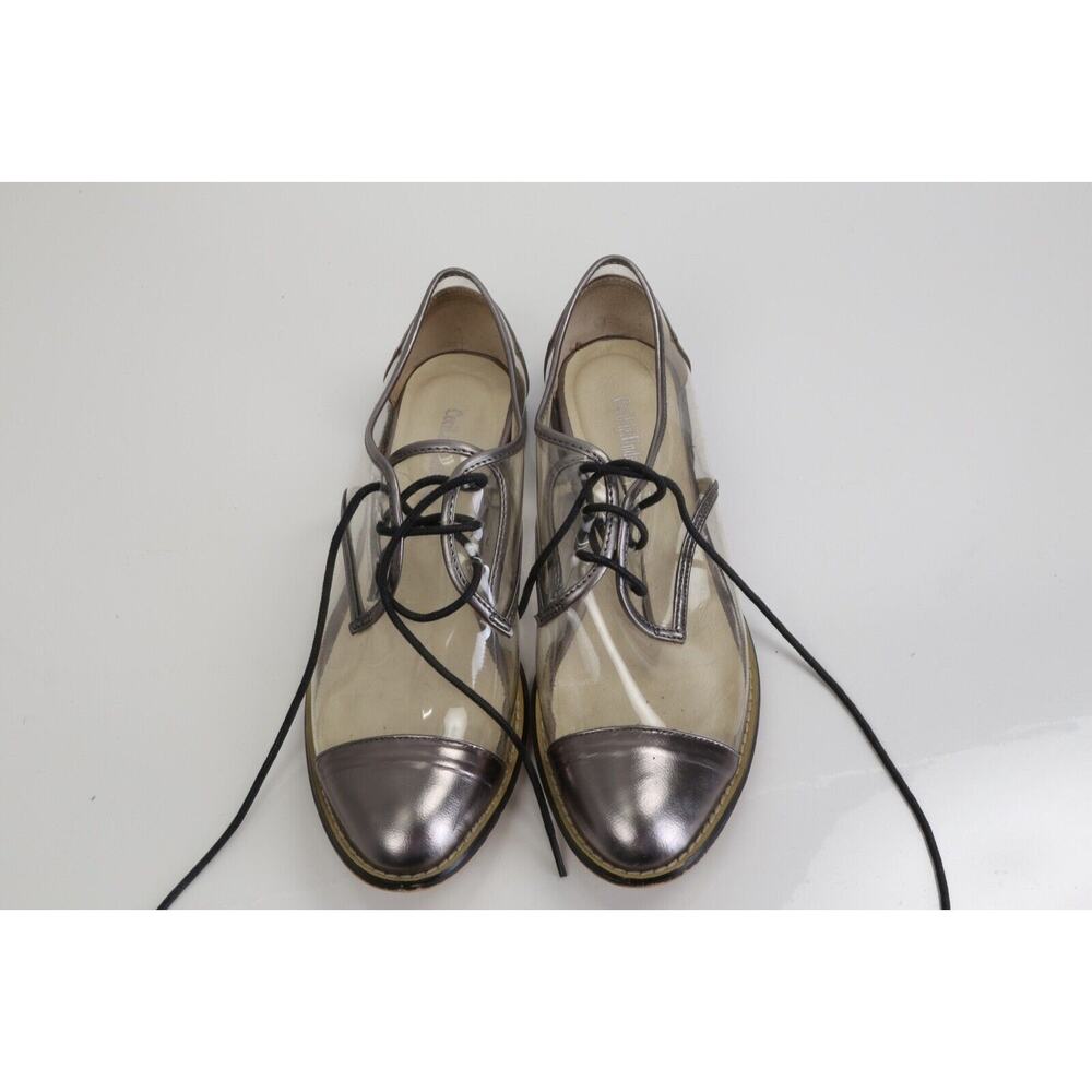 Cecilia Undercover Silver Cap Toe Transparent Oxford Shoes Lace Up Size 8